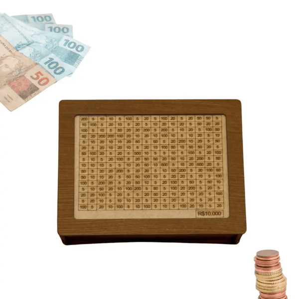 Cofre Wood Box™ Desafio 10 Mil Reais + Brinde